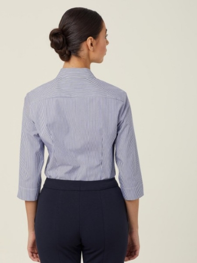 Picture of NNT Ladies Avignon Fine Block Stripe Stretch 3/4 Sleeve Shirt